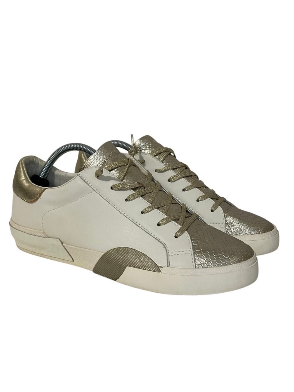Dolce Vita Women’s Zina Sneakers Low Top Leather Comfy sz 11 Cream Metallic Gold